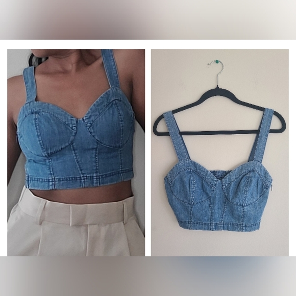 NWOT Light Blue Denim Crop Top